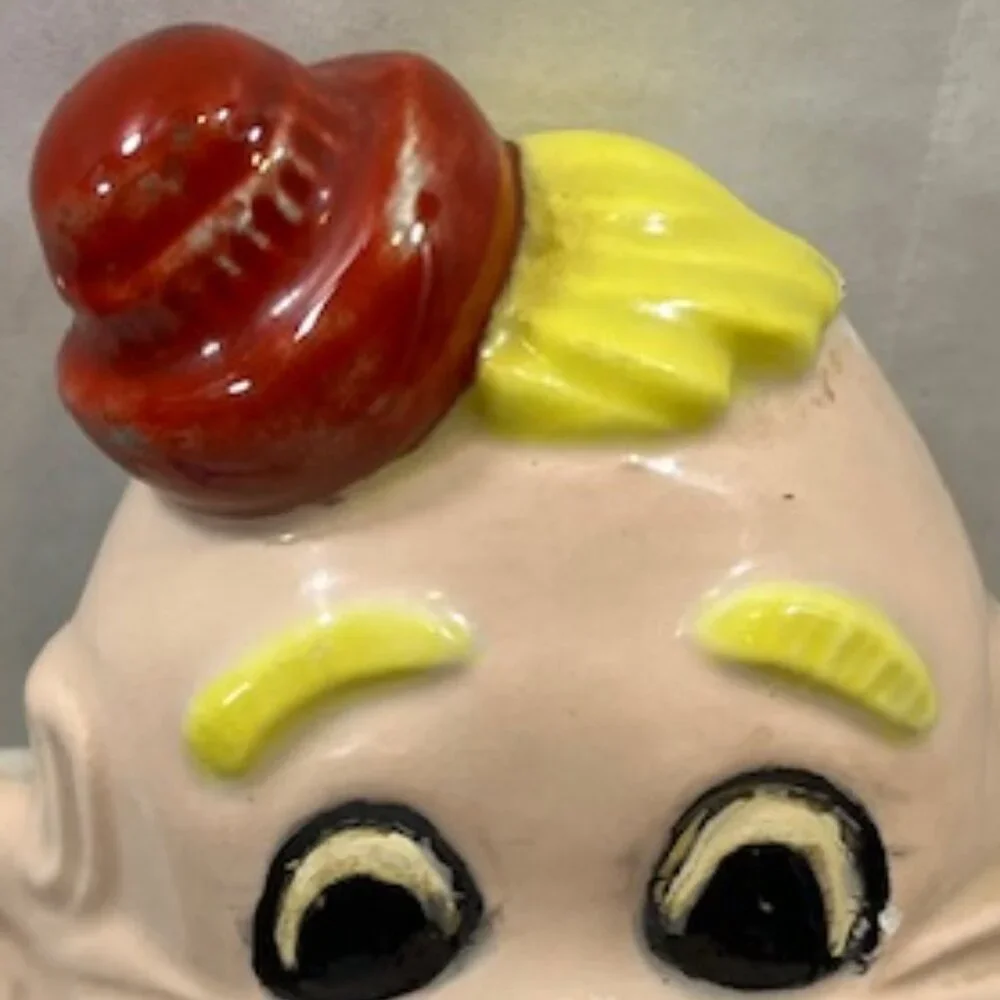 VTG Hand Painted Ceramic Wall Clown Working Clock Decor 13
